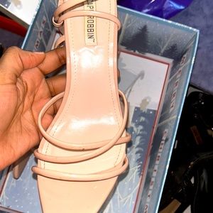 Tan leather strap heels